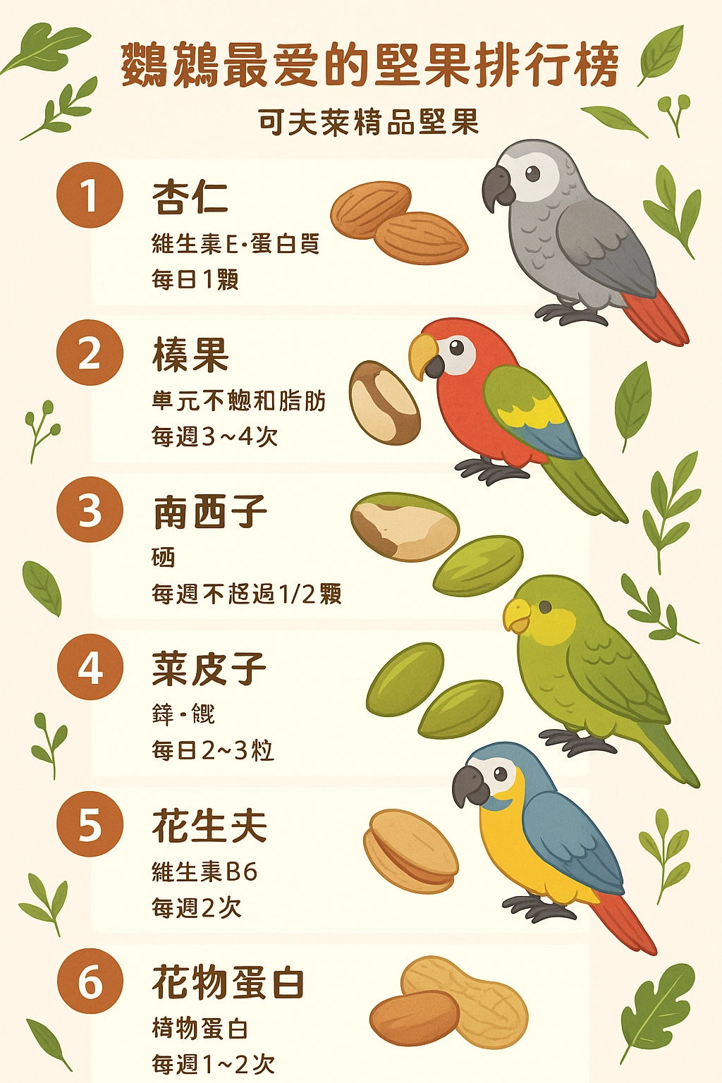 鸚鵡,堅果餵食技巧