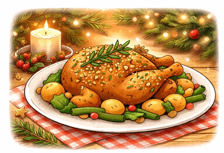 聖誕節 堅果 烤雞